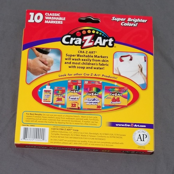 CrazArt Super Washable Markers 10 Non-toxic Bright - Picture 2 of 2